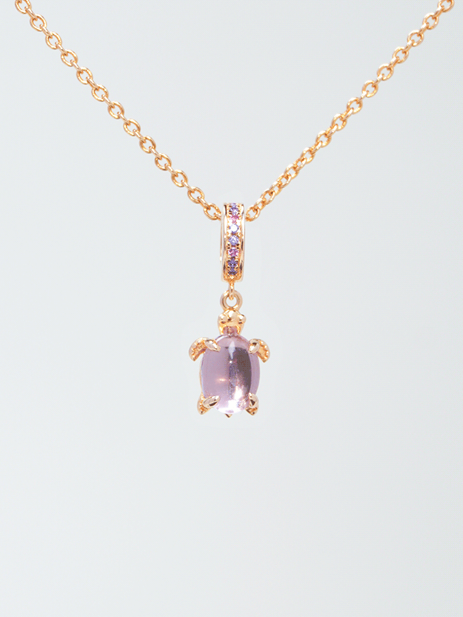 Lucky stone Rose Gold Violet Turtle Necklace Set PN019RGSET