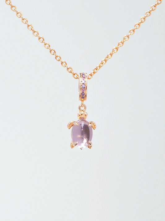 Lucky stone Rose Gold Violet Turtle Necklace Set PN019RGSET
