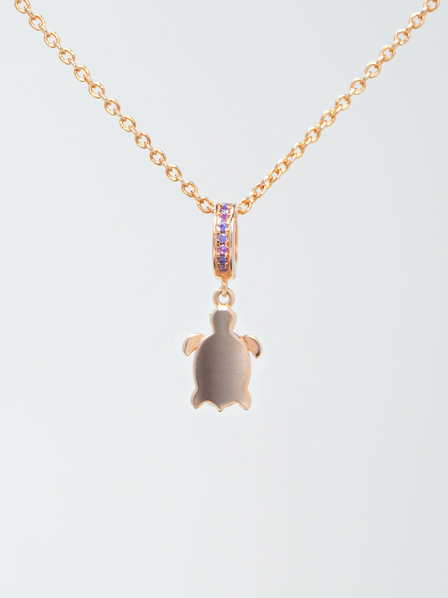 Lucky stone Rose Gold Violet Turtle Necklace Set PN019RGSET
