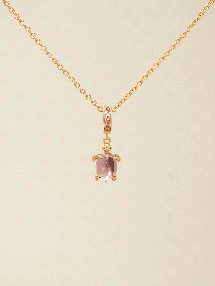 Lucky stone Rose Gold Violet Turtle Necklace Set PN019RGSET