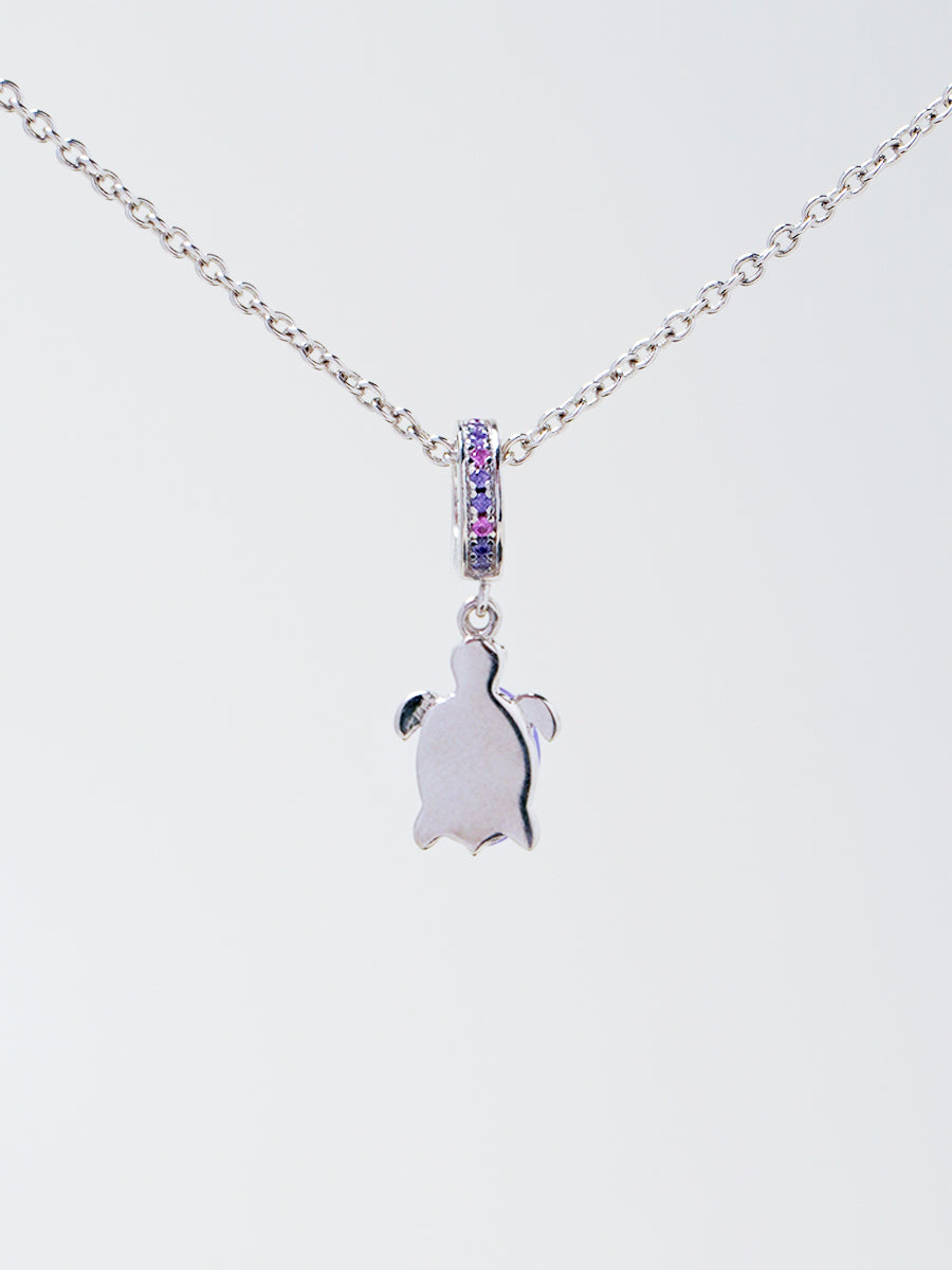 Lucky stone Silver Violet Turtle Necklace Set PN019SVSET
