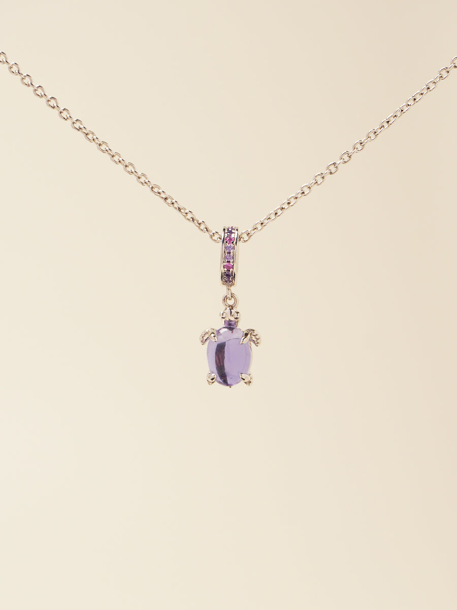 Lucky stone Silver Violet Turtle Necklace Set PN019SVSET