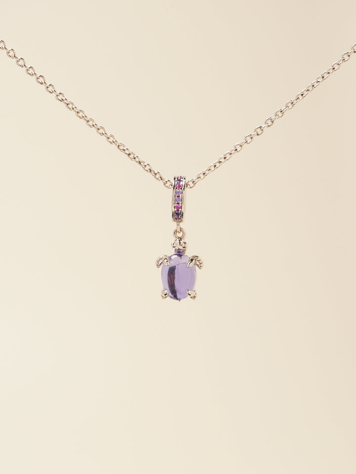 Lucky stone Silver Violet Turtle Necklace Set PN019SVSET