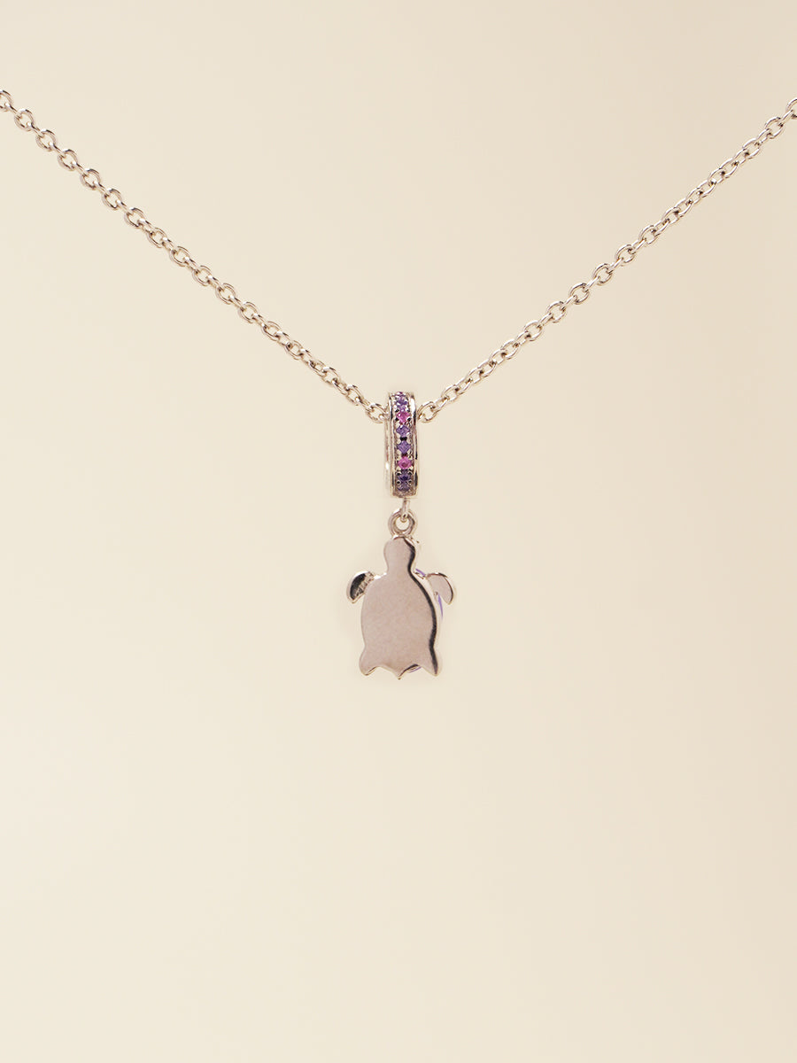 Lucky stone Silver Violet Turtle Necklace Set PN019SVSET