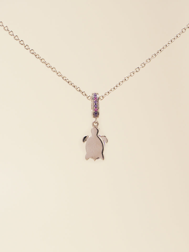 Lucky stone Silver Violet Turtle Necklace Set PN019SVSET