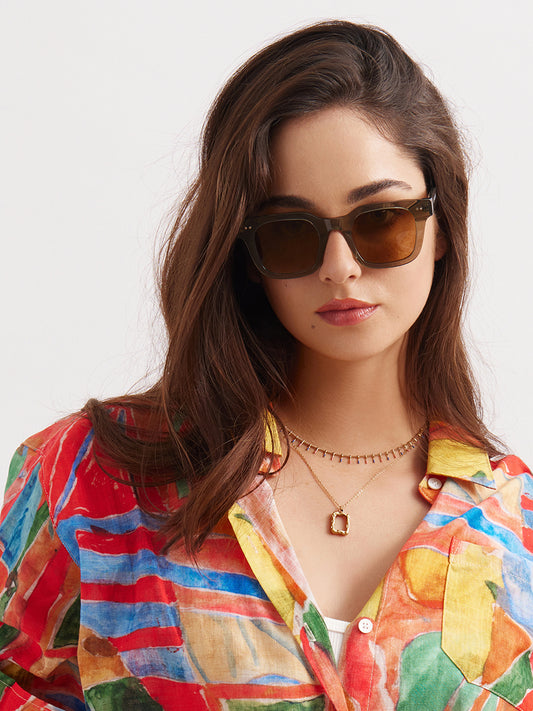 Acetate-square-olive green-sunglasses-Palette