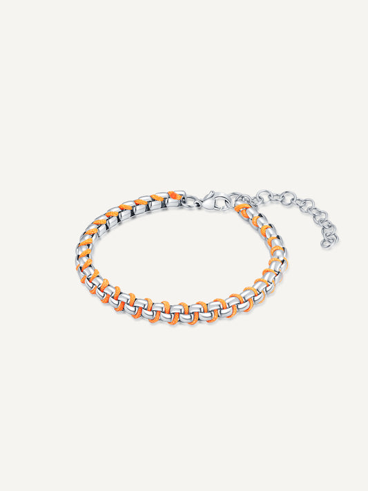 Steel color-Stainless Steel-bracelet-Fluorescent Orange-Rizzing