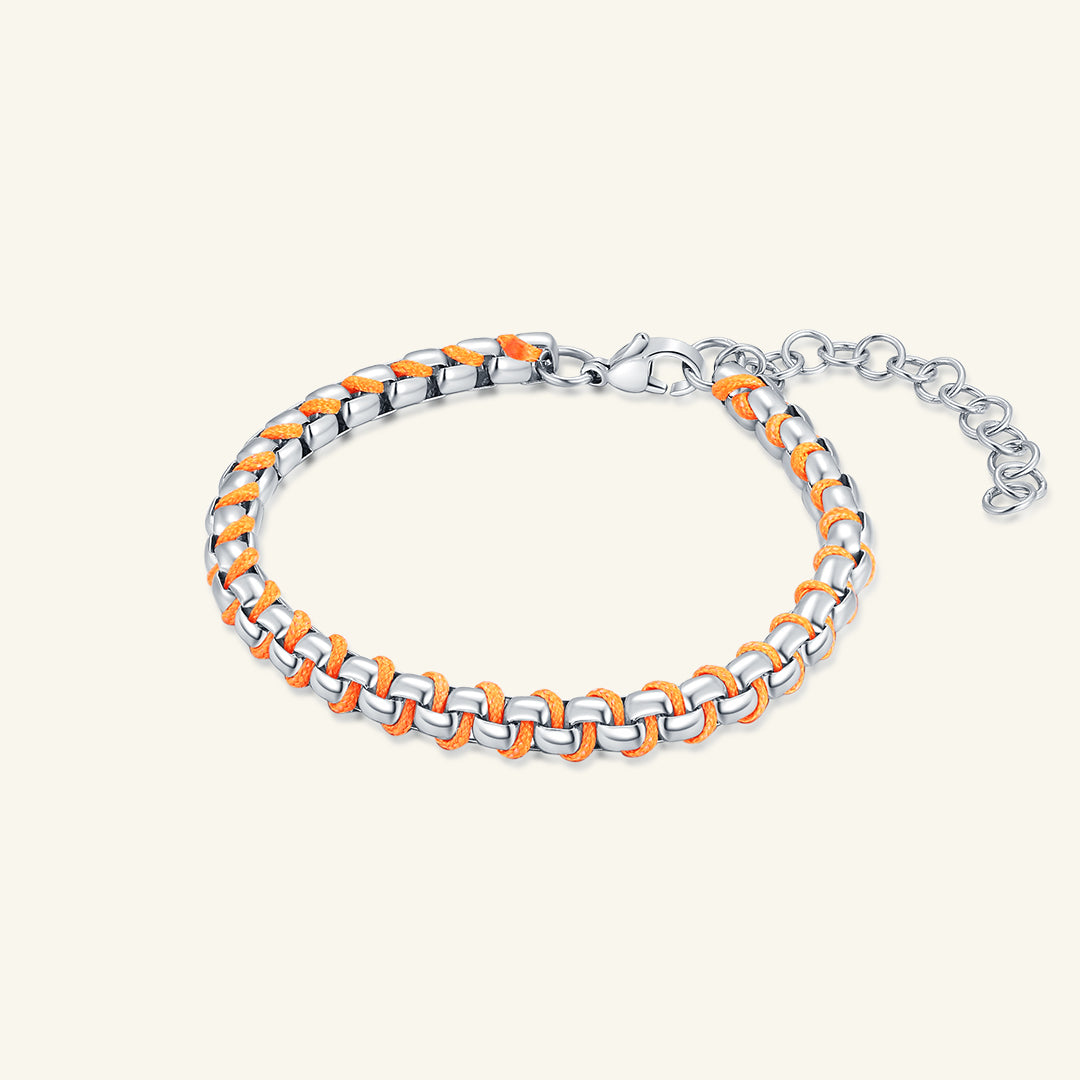 Steel color-Stainless Steel-bracelet-Fluorescent Orange-Rizzing