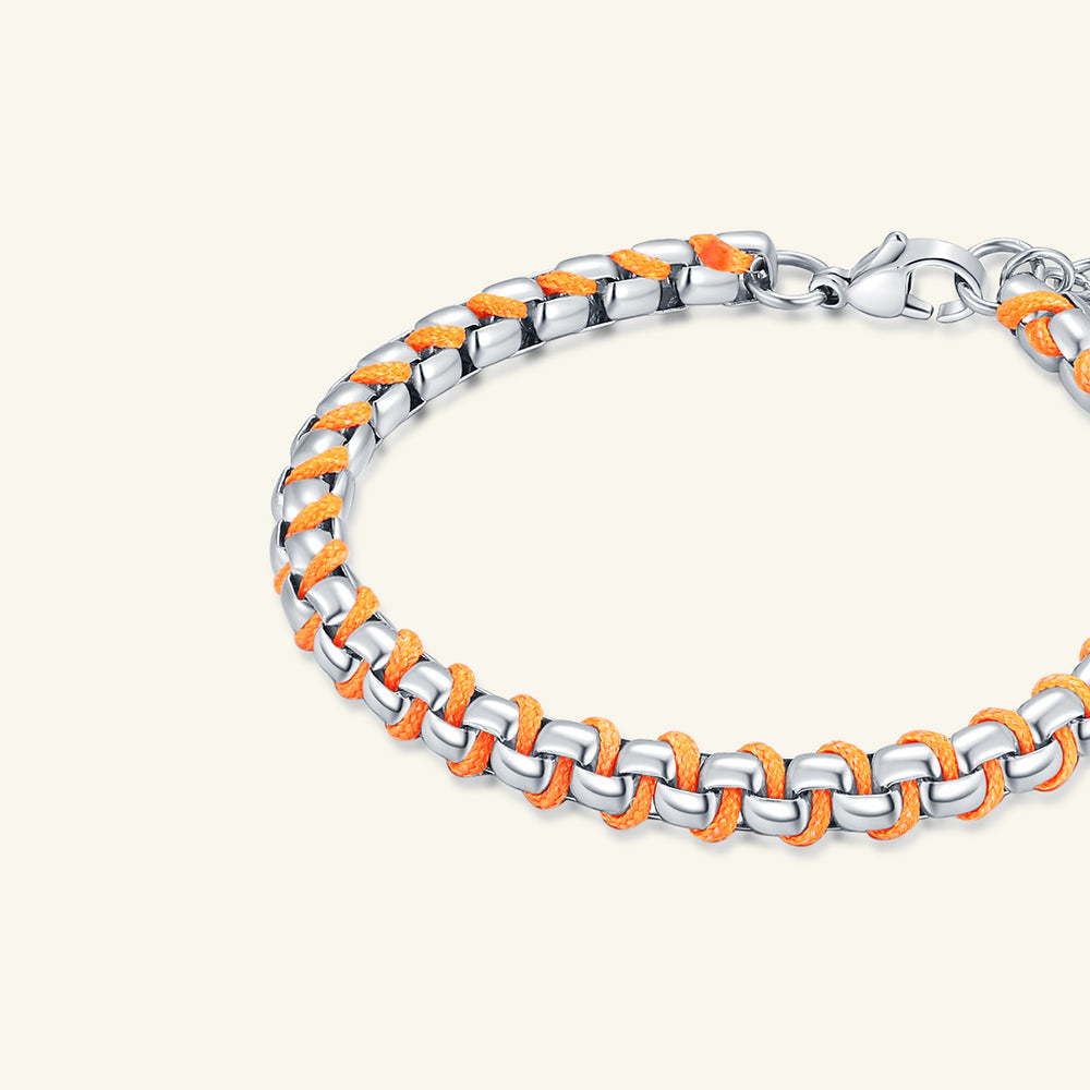 Steel color-Stainless Steel-bracelet-Fluorescent Orange-Rizzing