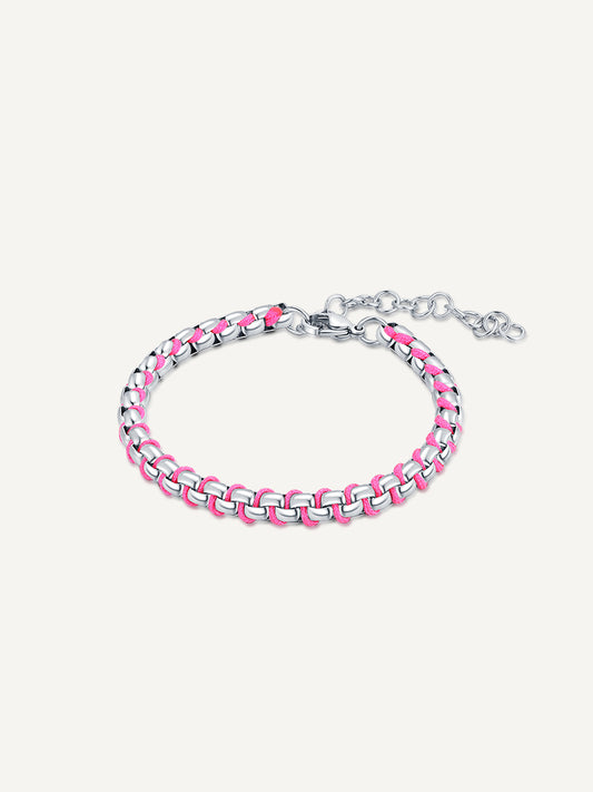 Steel color-Stainless Steel-bracelet-Fluorescent Pink-Rizzing