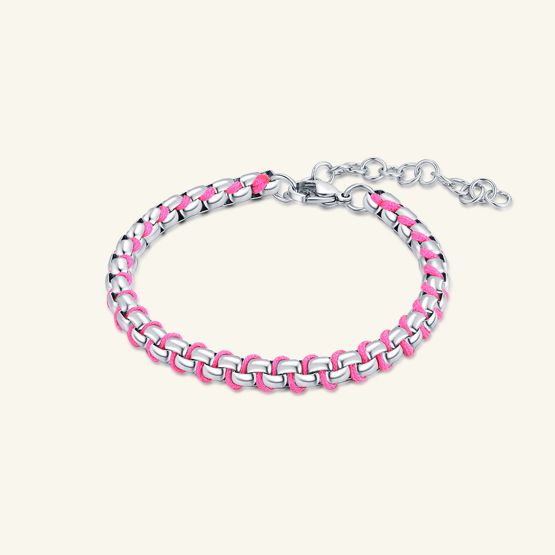 Steel color-Stainless Steel-bracelet-Fluorescent Pink-Rizzing