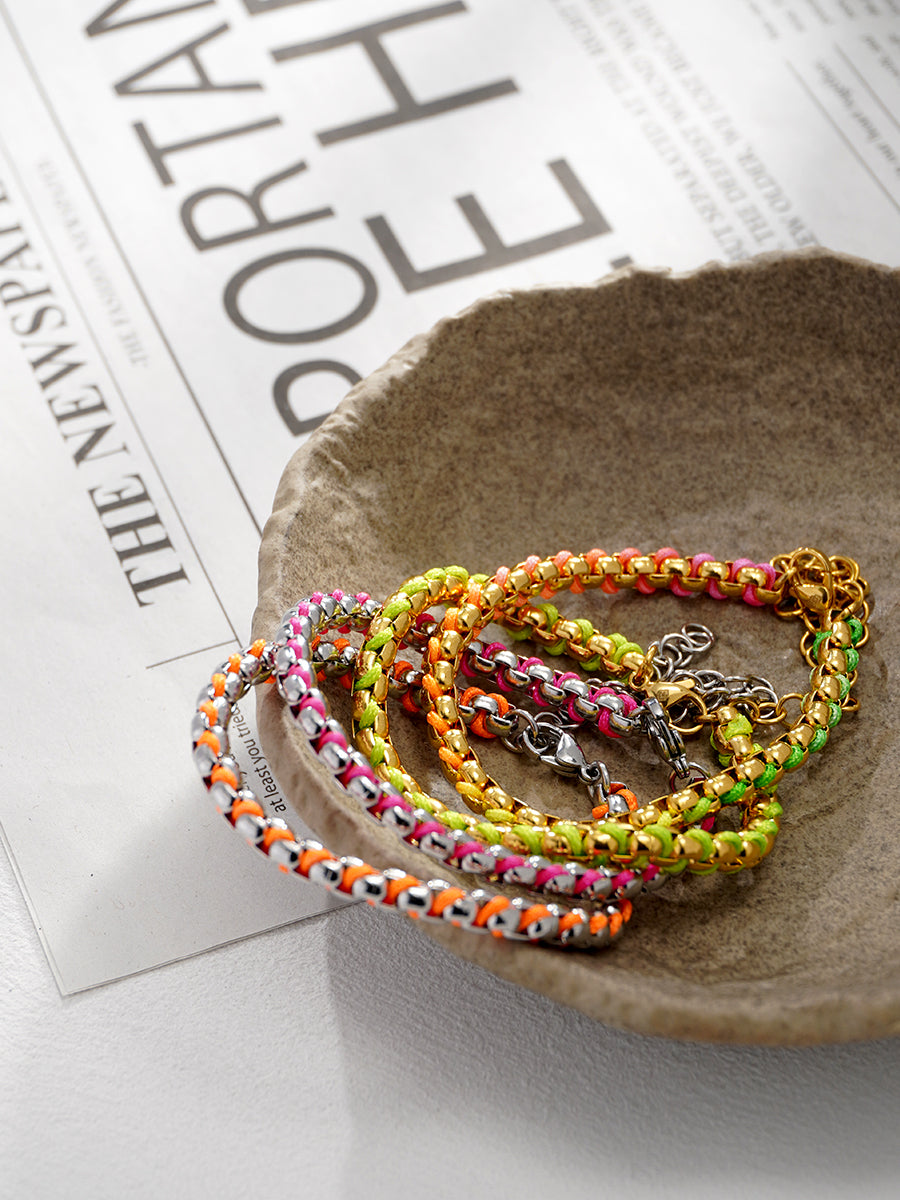 Woven box chain Neon color bracelet RB005