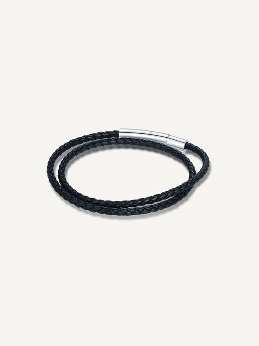 Leather-double-bracelet-black-round-rizzing