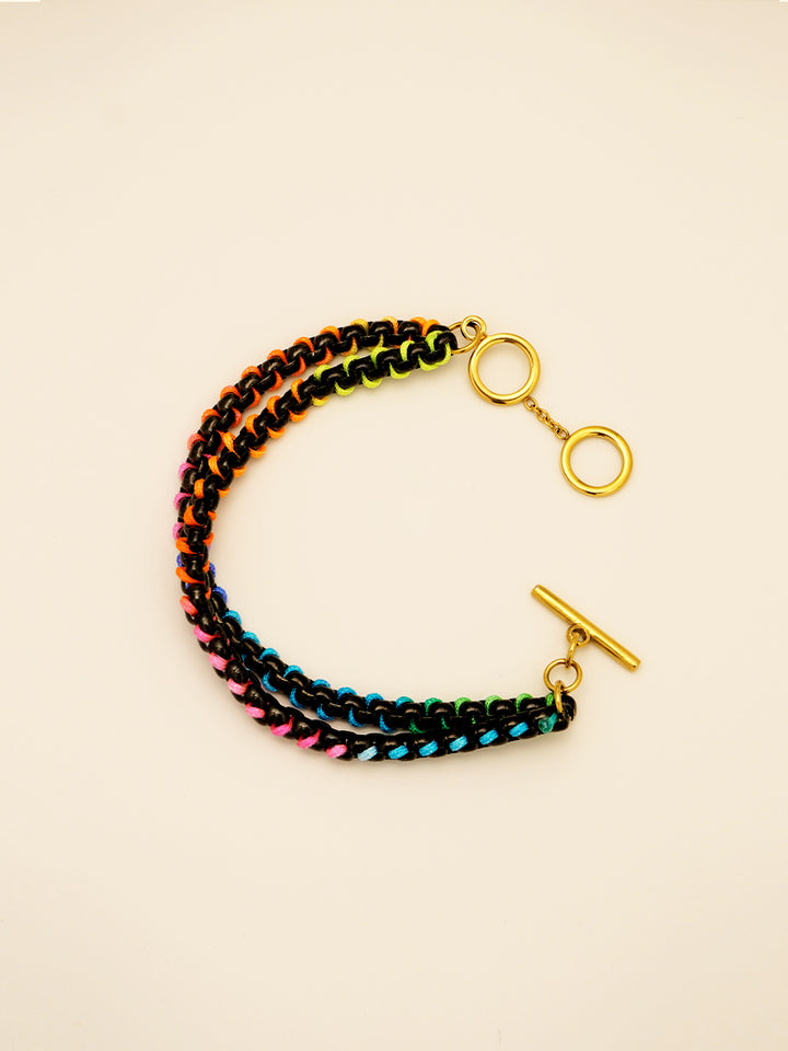 Black Rainbow Hand-woven Layered Bracelet RB018