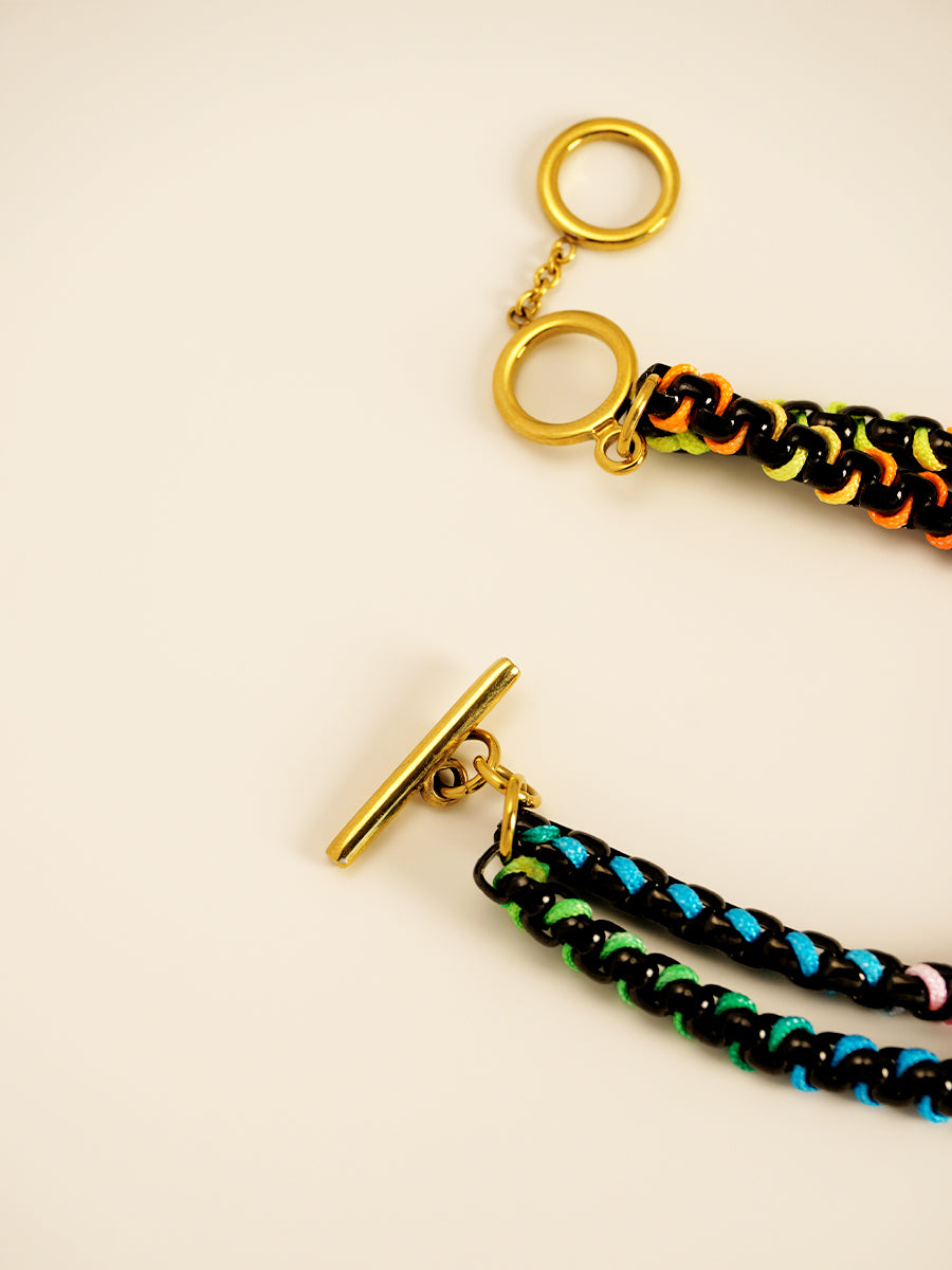 Black Rainbow Hand-woven Layered Bracelet RB018