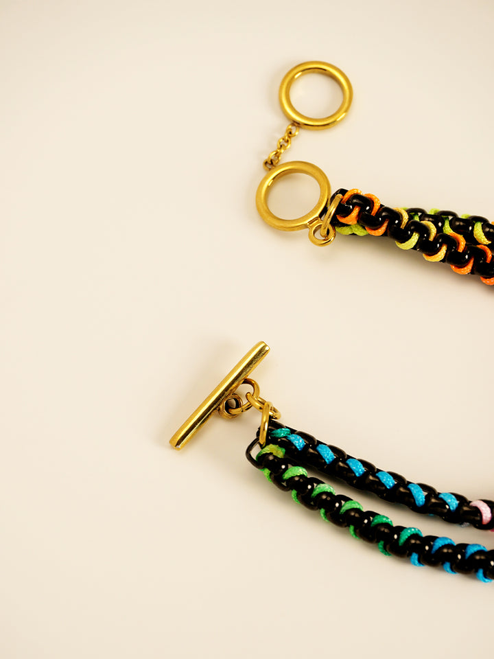 Black Rainbow Hand-woven Layered Bracelet RB018