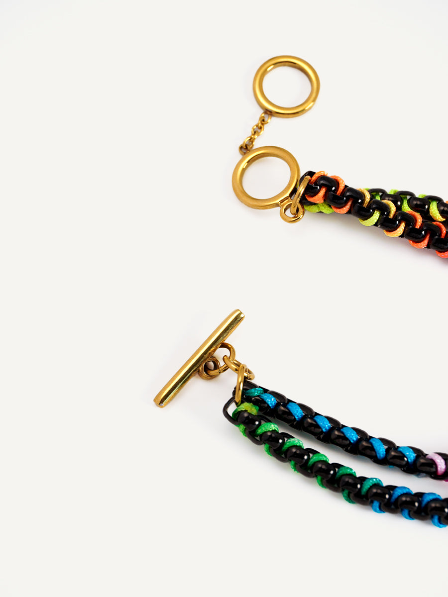 Black Rainbow Hand-woven Layered Bracelet RB018