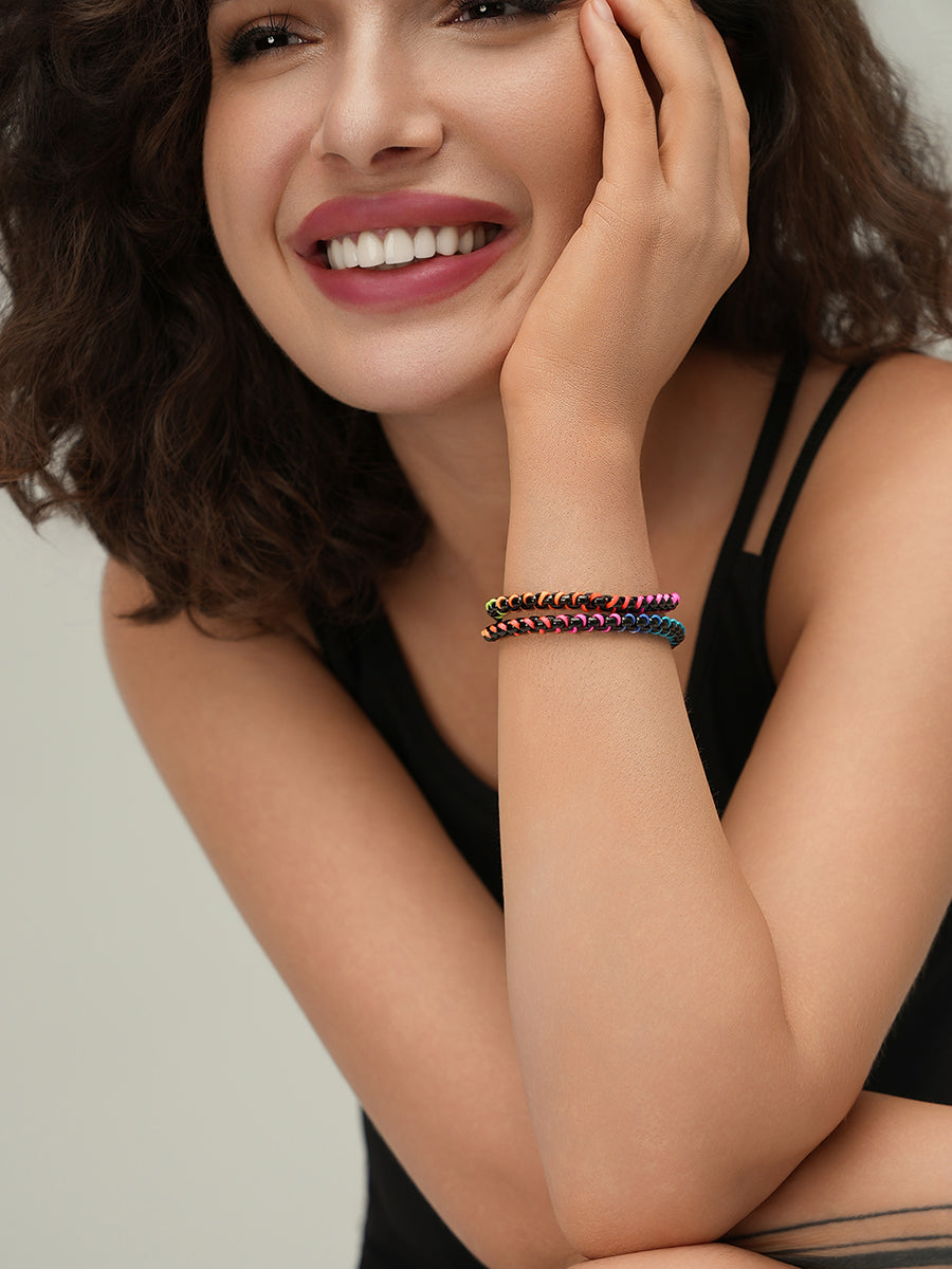Black Rainbow Hand-woven Layered Bracelet RB018