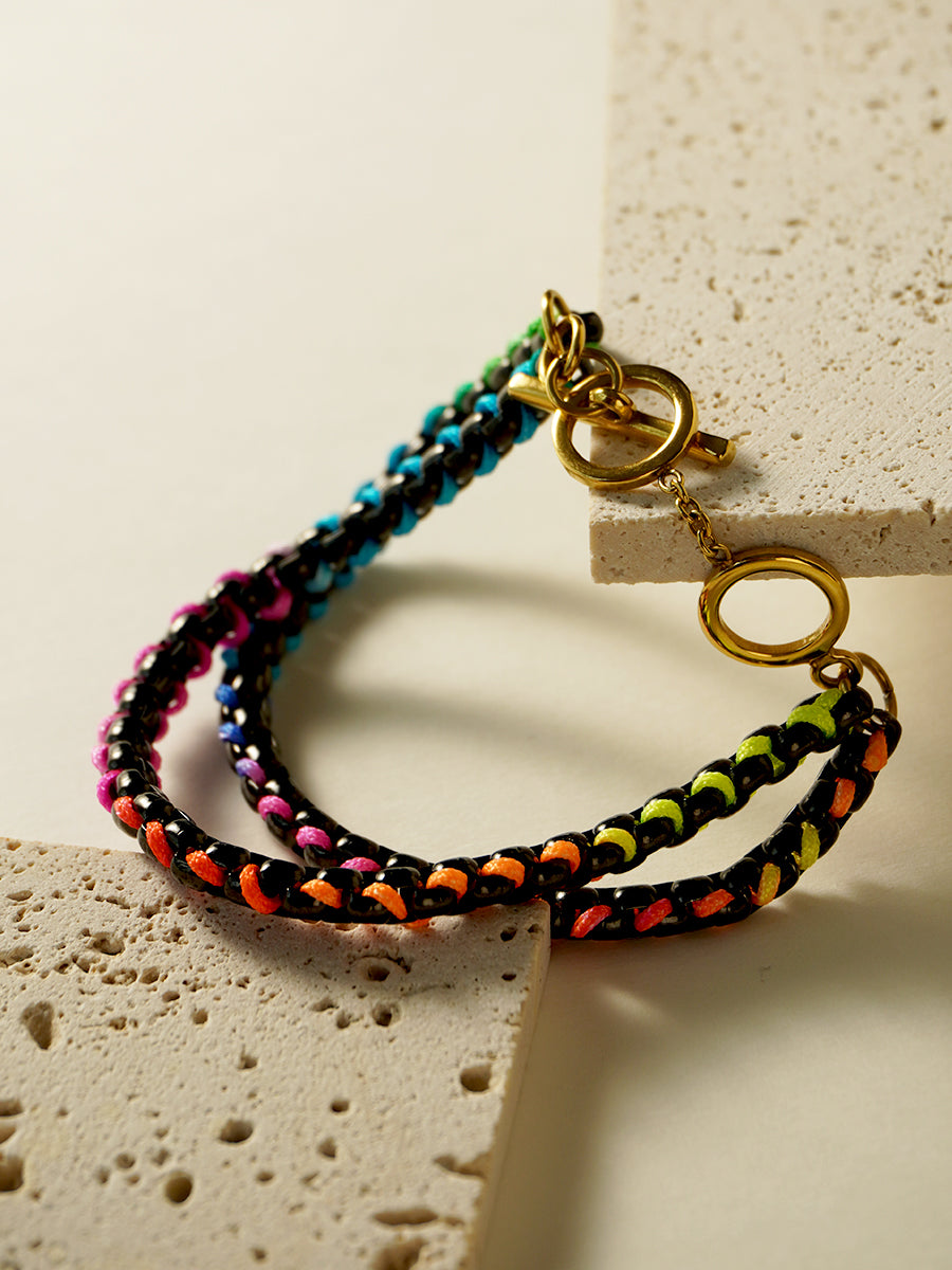 Black Rainbow Hand-woven Layered Bracelet RB018