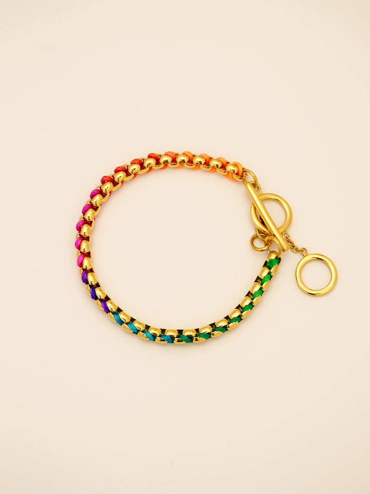 Gold Hand-woven Rainbow Bracelet RB019