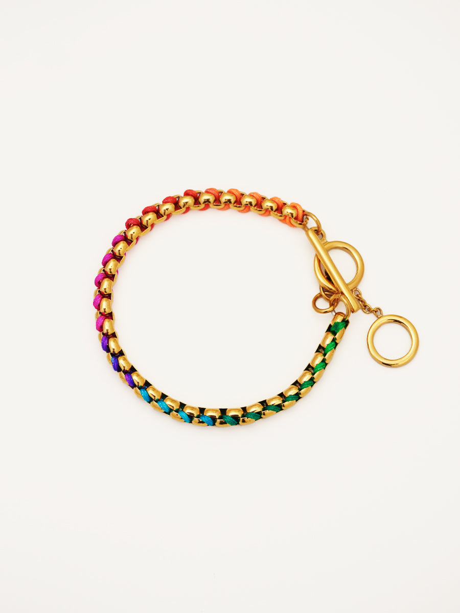 Gold Hand-woven Rainbow Bracelet RB019