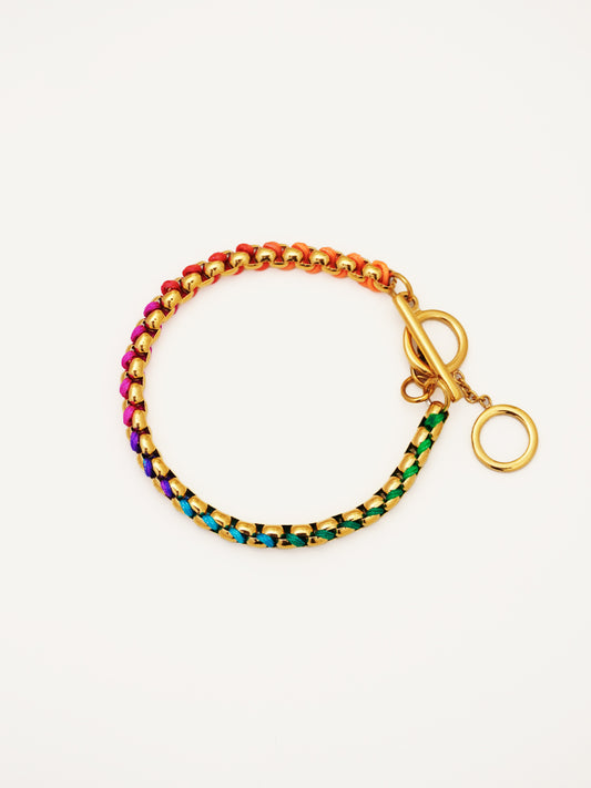Gold Hand-woven Rainbow Bracelet RB019