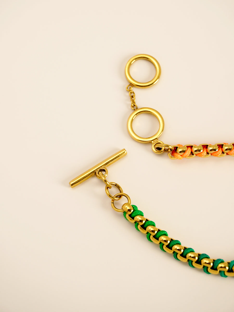 Gold Hand-woven Rainbow Bracelet RB019