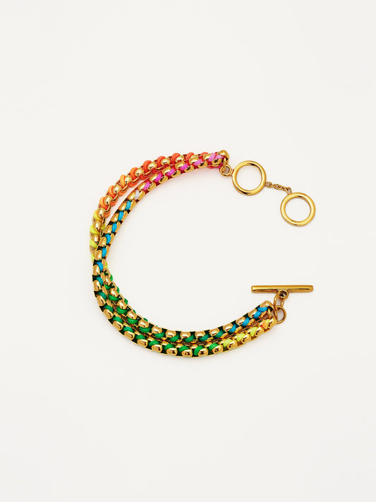 Gold Hand-woven Rainbow Layered Bracelet RB020