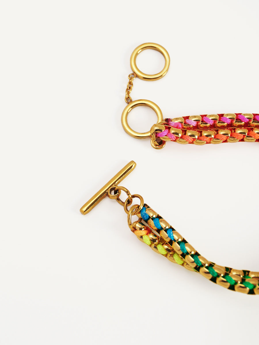 Gold Hand-woven Rainbow Layered Bracelet RB020