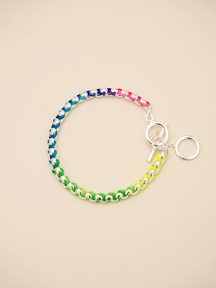 Silver Rainbow Hand-woven Bracelet RB021