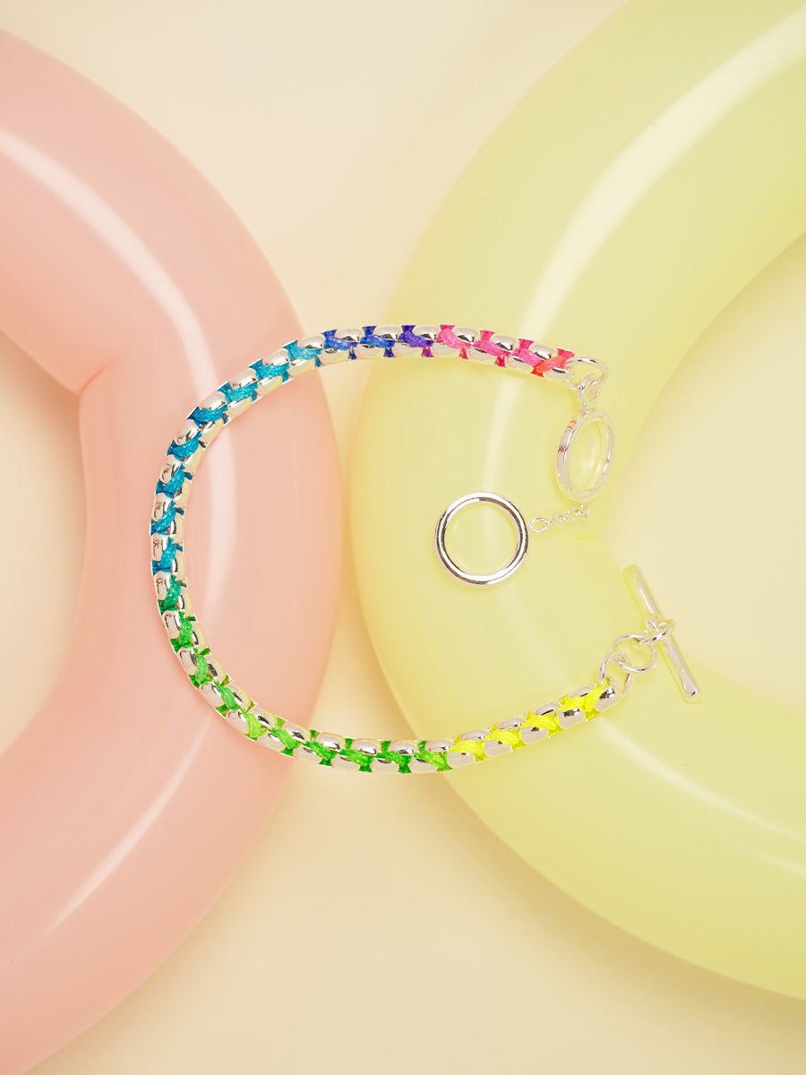 Silver Rainbow Hand-woven Bracelet RB021