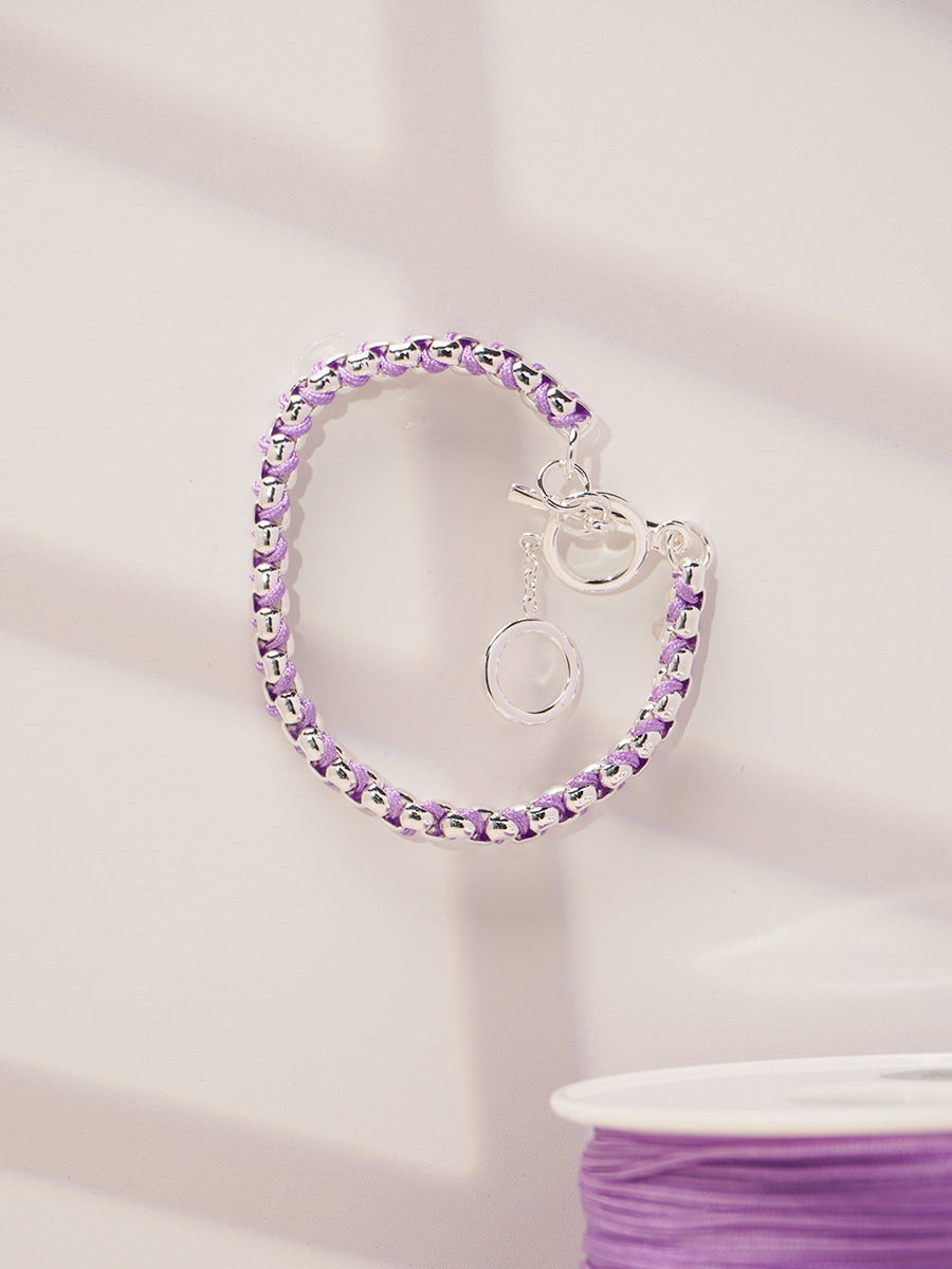 Silver Macarons Purple Hand-woven Bracelet RB025