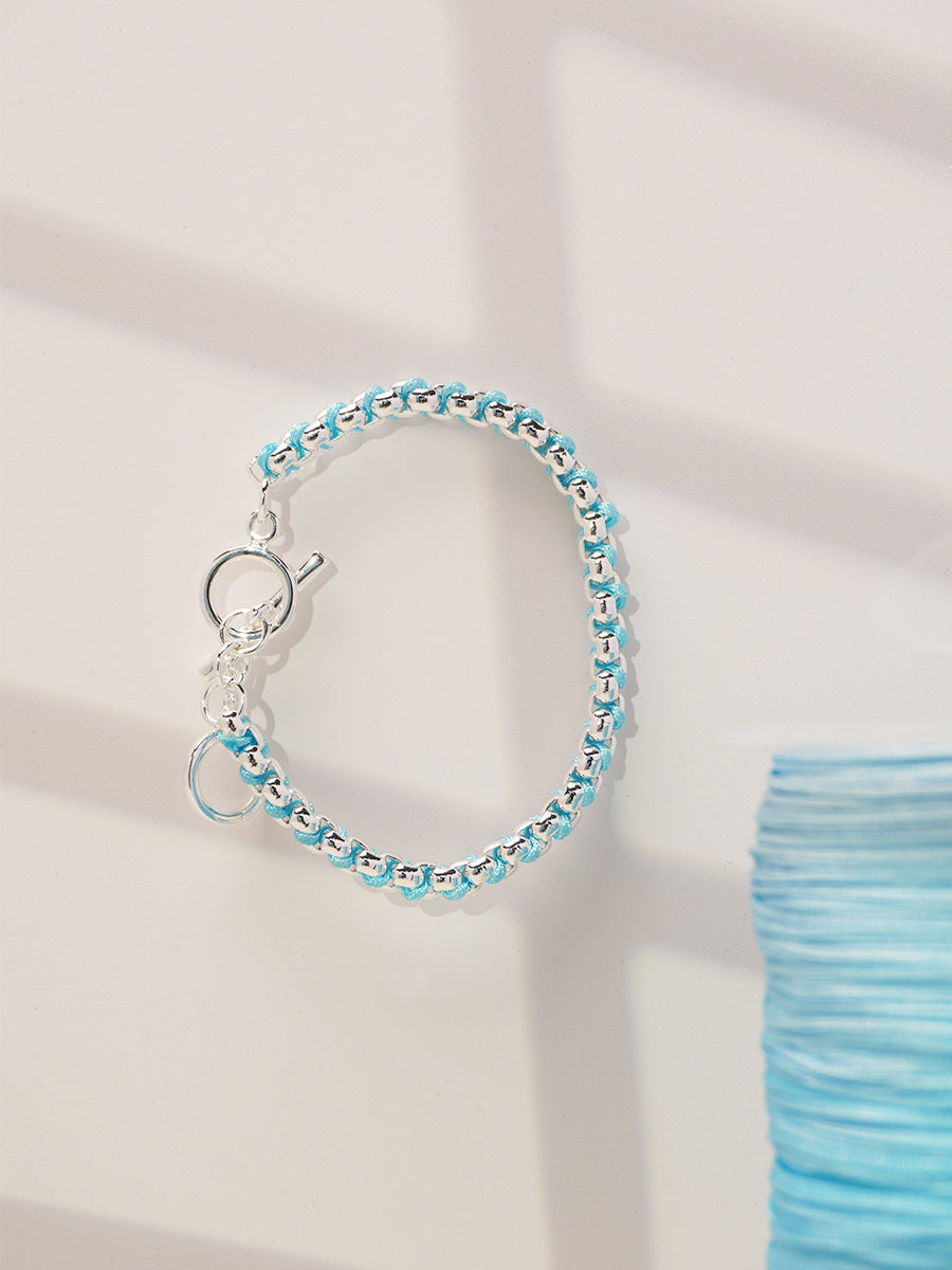 Silver Summer Blue Hand-woven Bracelet RB027