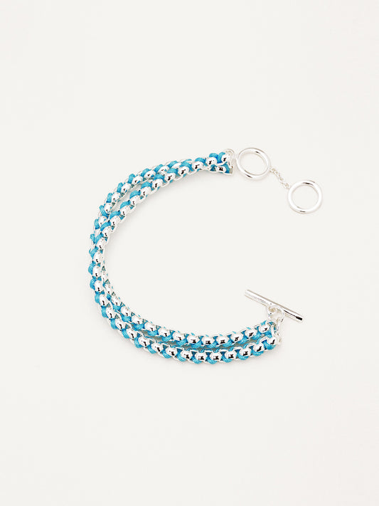 Silver Summer Blue Hand-woven layered Bracelet RB028
