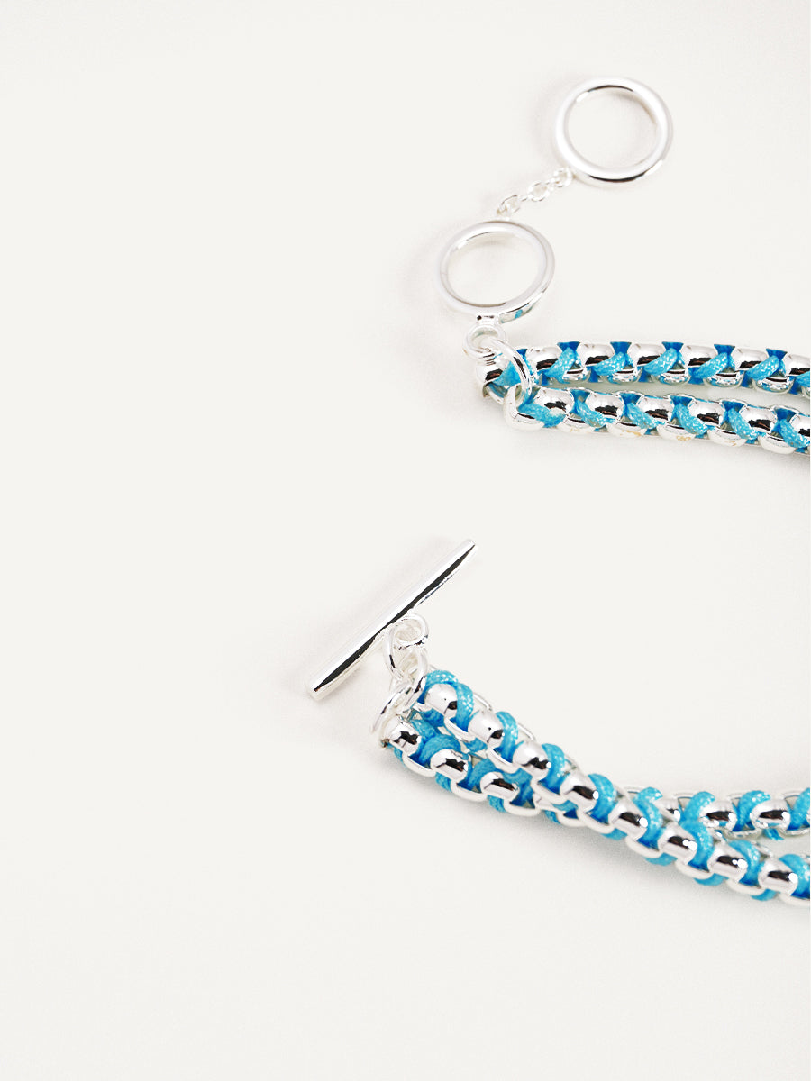 Silver Summer Blue Hand-woven layered Bracelet RB028