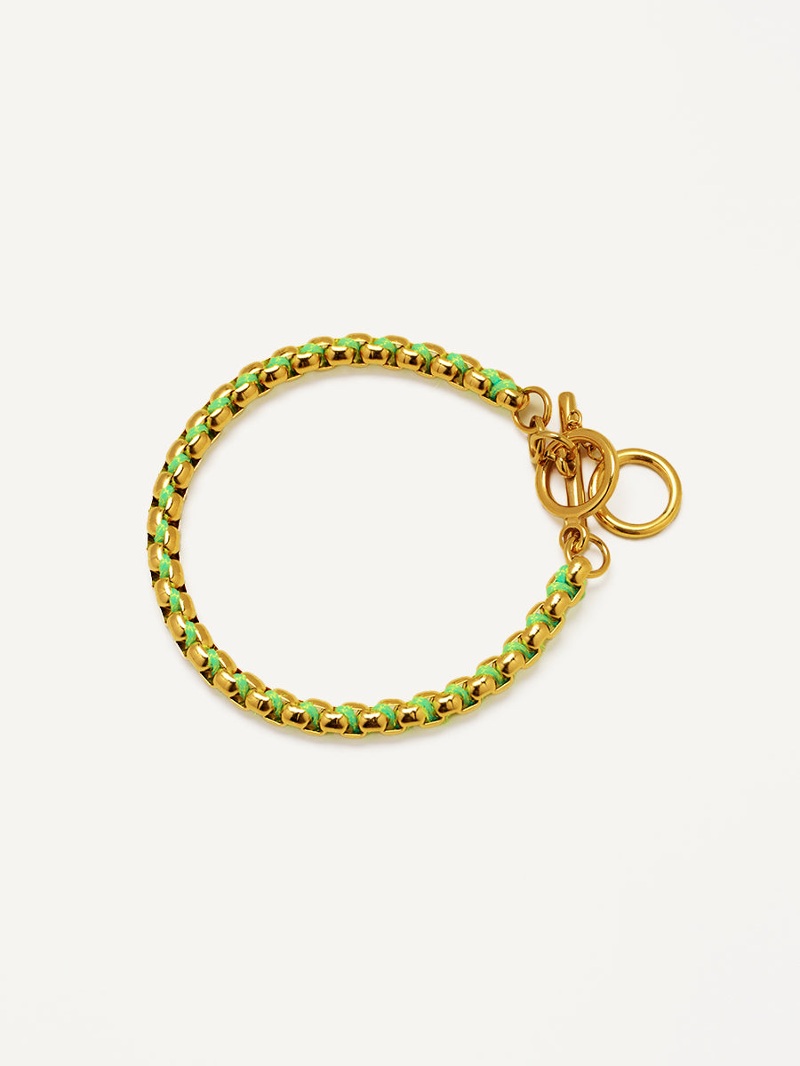 Gold Neon Green Hand-woven Bracelet RB031