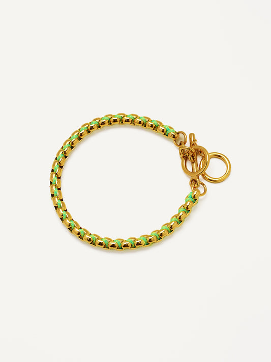 Gold Neon Green Hand-woven Bracelet RB031