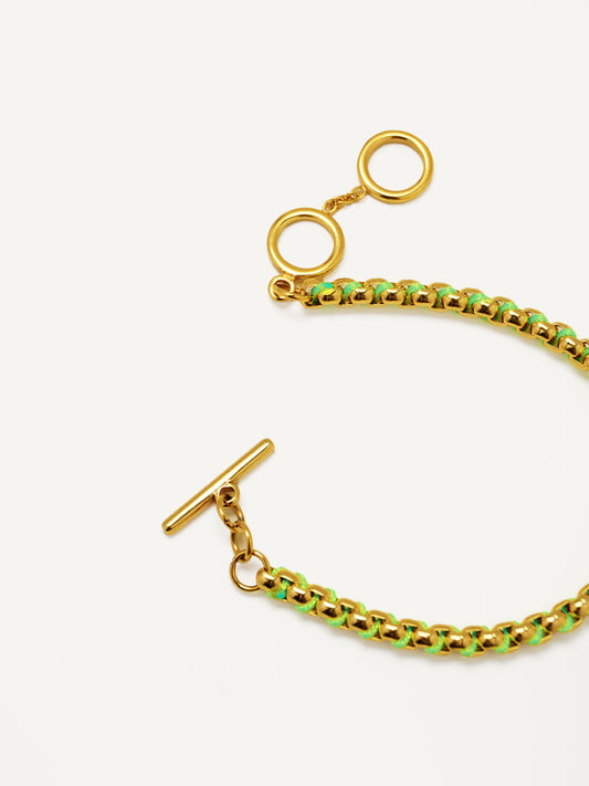 Gold Neon Green Hand-woven Bracelet RB031