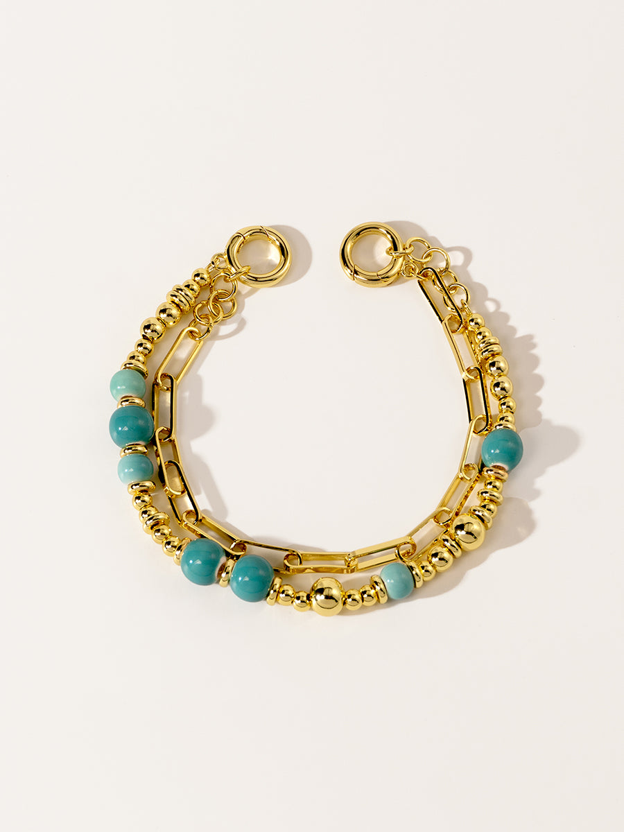 Mint Blue Eco-Made Ceramic 18K Gold Bracelet Set