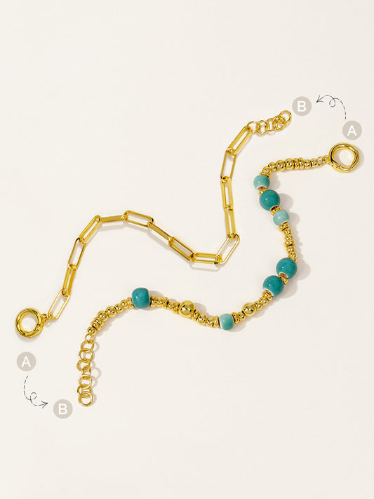 Mint Blue Eco-Made Ceramic 18K Gold Bracelet Set