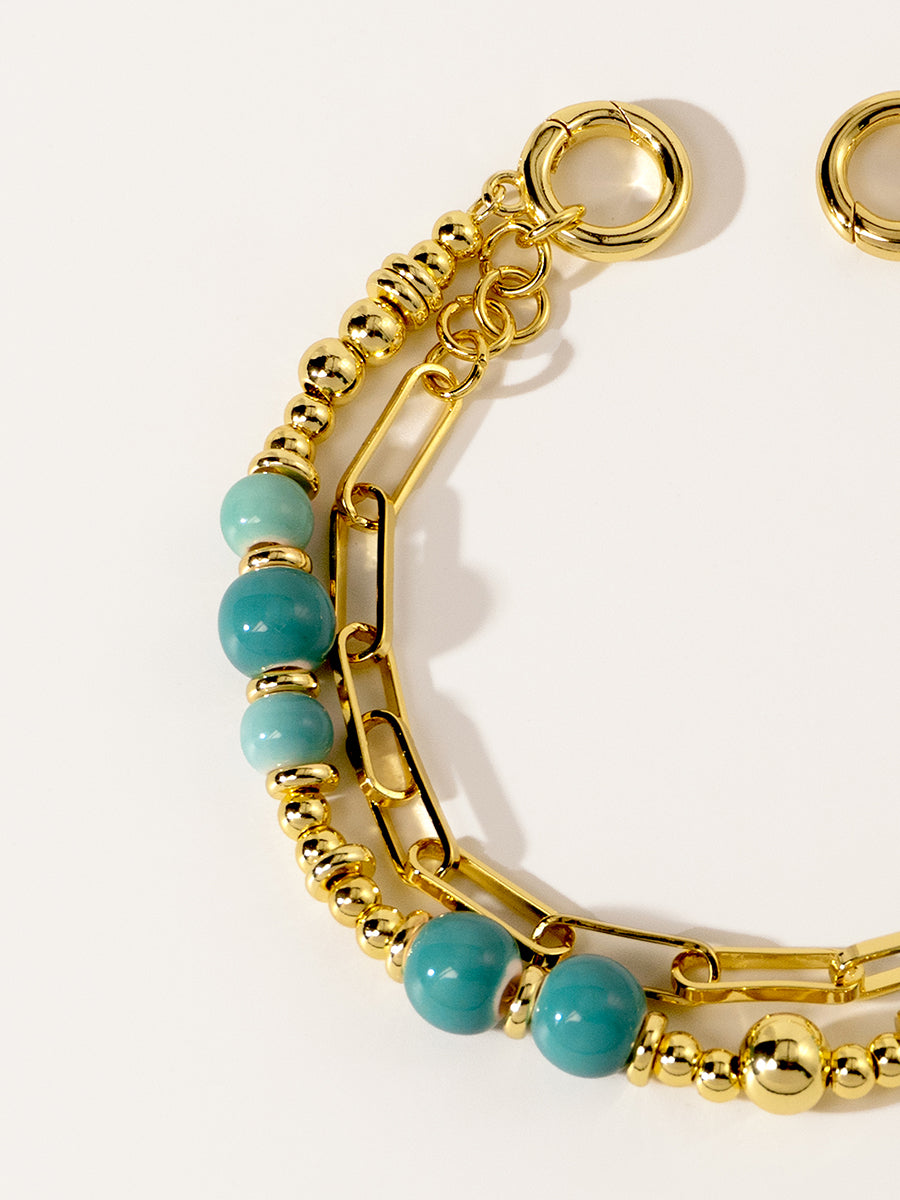 Mint Blue Eco-Made Ceramic 18K Gold Bracelet Set