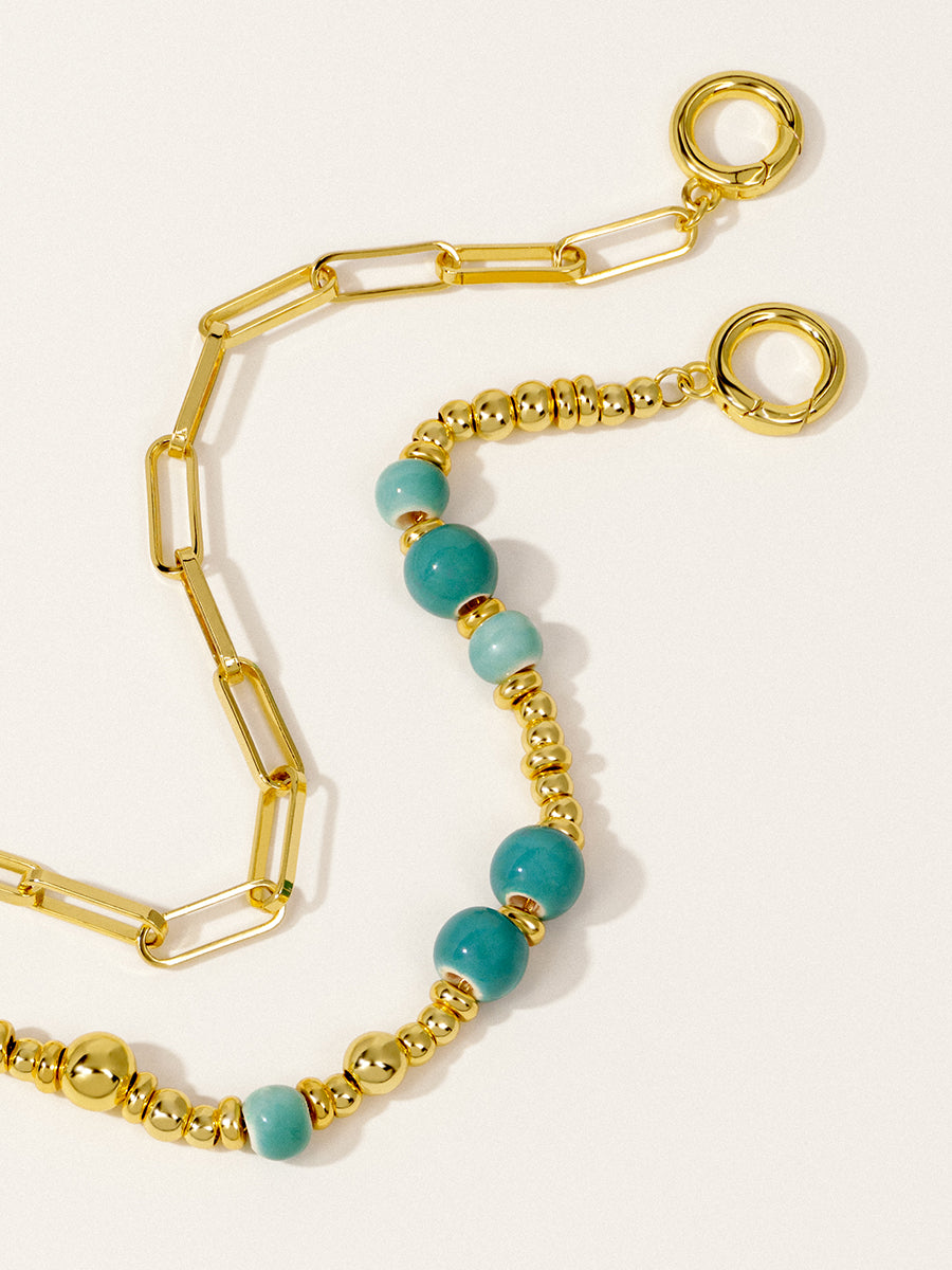 Mint Blue Eco-Made Ceramic 18K Gold Bracelet Set