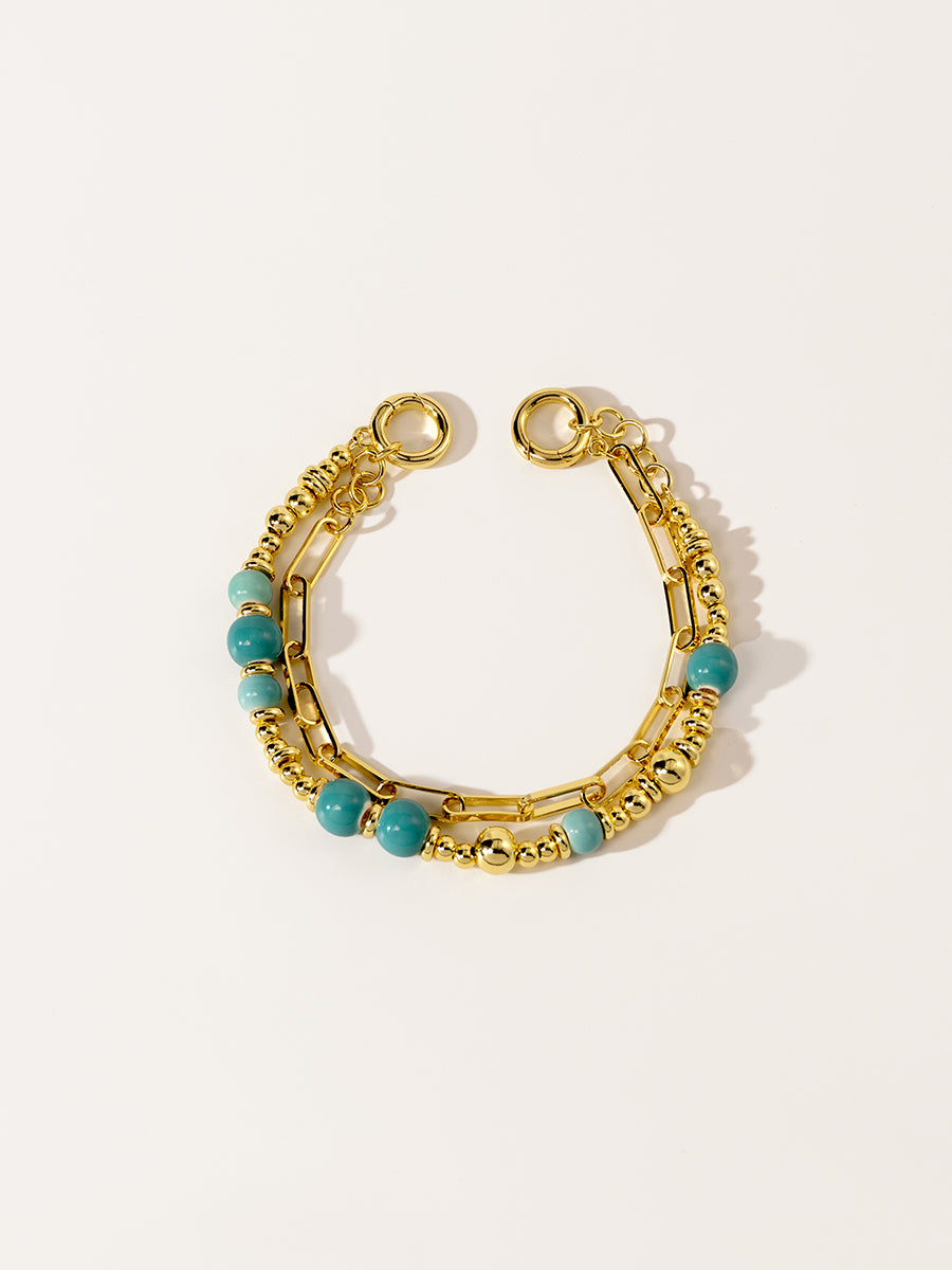 Mint Blue Eco-Made Ceramic 18K Gold Bracelet Set