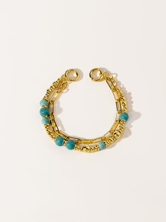 Mint Blue Eco-Made Ceramic 18K Gold Bracelet Set