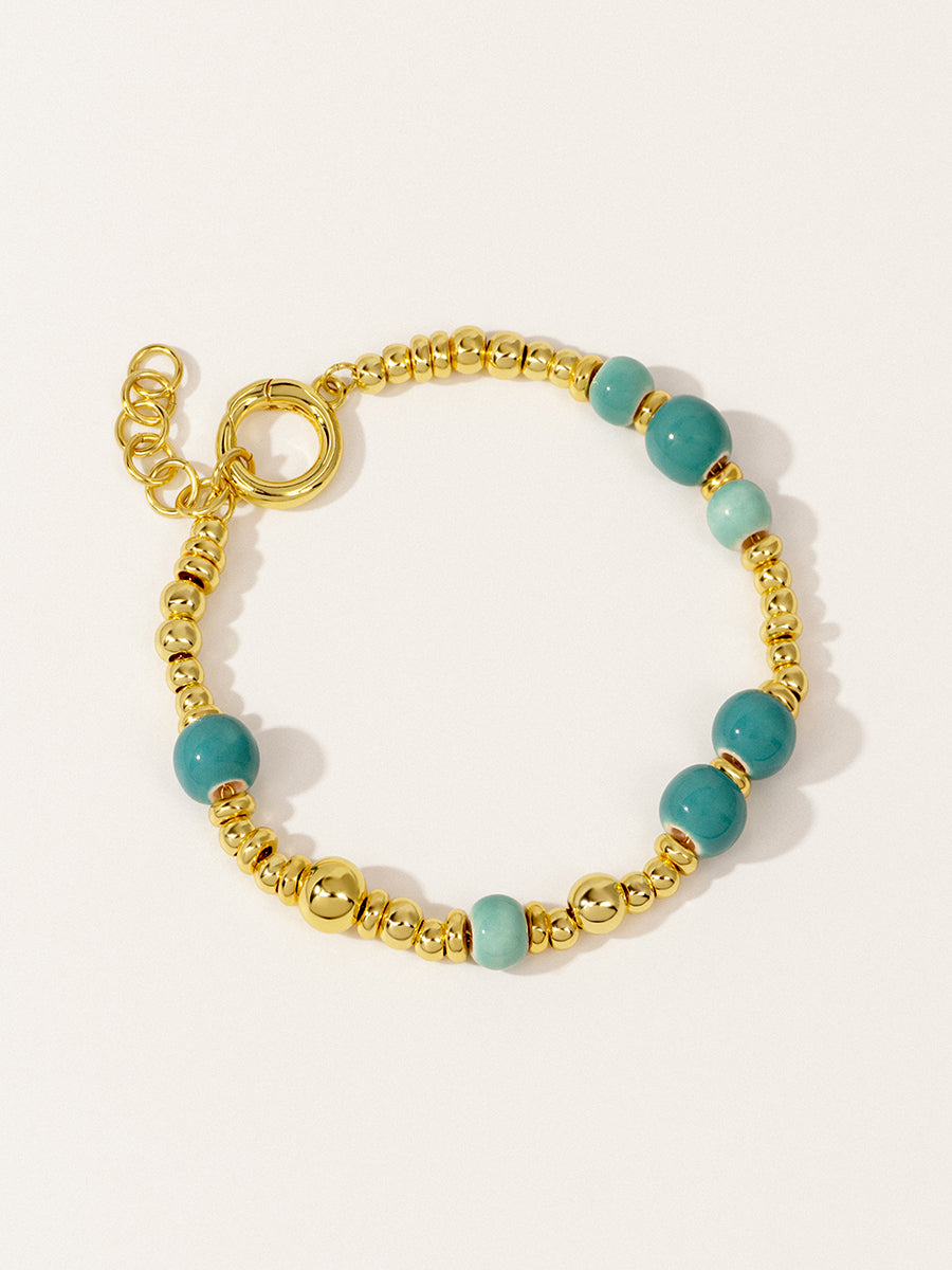 Mint Blue Eco-Made Ceramic 18K Gold Bracelet RB034