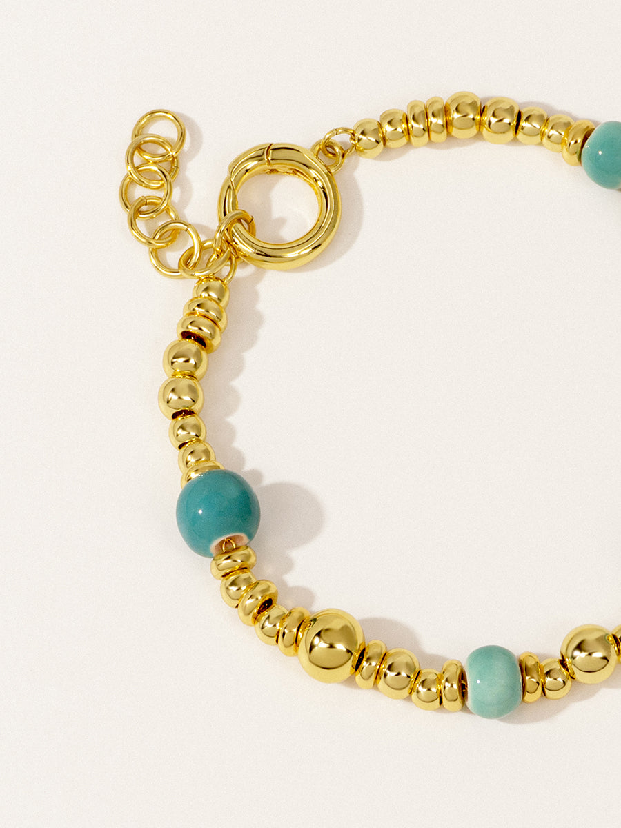 Mint Blue Eco-Made Ceramic 18K Gold Bracelet RB034