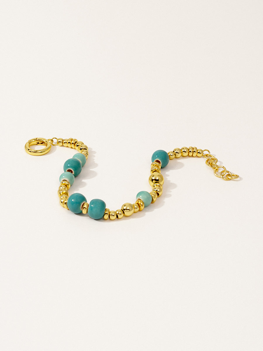 Mint Blue Eco-Made Ceramic 18K Gold Bracelet RB034