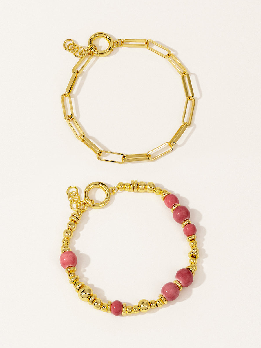 18K Gold Lychee Berry Eco-Made Ceramic Bracelet Set
