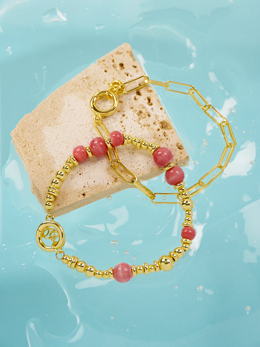 18K Gold Lychee Berry Eco-Made Ceramic Bracelet Set