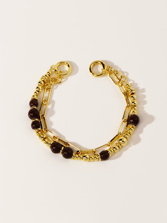 18K Gold Chestnut Cocoa Eco-Made Ceramic Bracelet Set